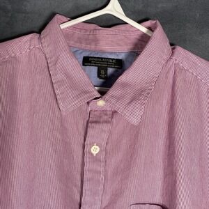 Banana Republic Slim Fit Red Pin Stripe Shirt XL 100% Cotton Long Sleeve Casual